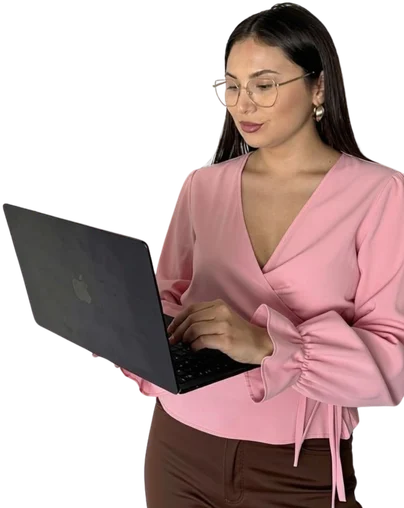 Jess working on her laptop